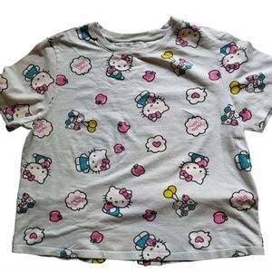 Hello Kitty Light Gray and Pink Short Sleeve Tee